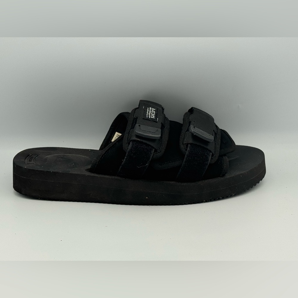 Black Slide Sandals with Buckle Straps